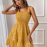 Vestido de mujer - Espalda abierta - Corte en A - Escote cuadrado - Tirantes anchos - Tejido ligero