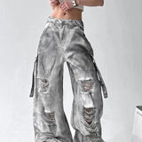 Vaqueros tie-dye rotos de pierna ancha