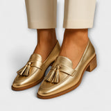 Celeste - Mocasines dorados