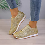 Zapatillas deportivas para mujer - Sintéticas - Correa elástica - Acabado brillante - Corte bajo