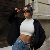 Chaqueta tipo sudadera con cremallera y cuello alto