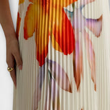 Michelle - Vestido Maxi Sweetheart en flor naranja