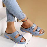 Sandalias de mujer – Punta abierta – Tiras con hebillas ajustables – Suela cómoda y transpirable