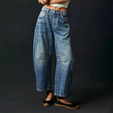 Jeans de pierna ancha para mujer - Cintura alta - Corte holgado - Comodidad informal