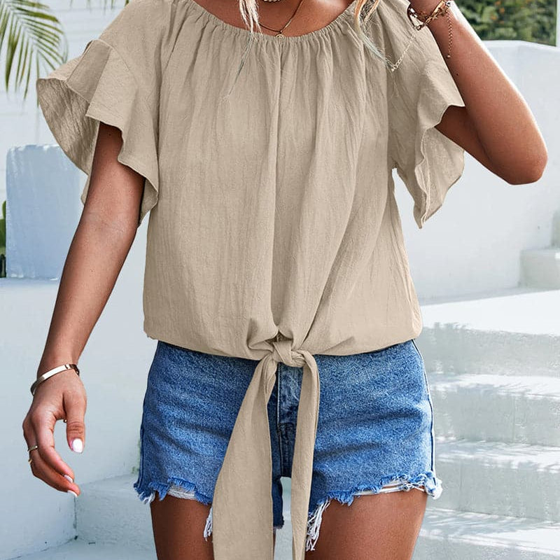 Ima - Blusa moderna de cuello redondo