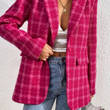 Elegante blazer rojo a cuadros