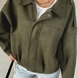 Chaqueta de aviador con cuello con muescas de efecto ante