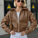 Chaqueta de calle oversize con capucha en piel sintética negra