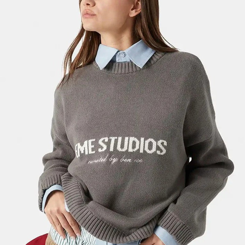 Blusa holgada de punto bordado
