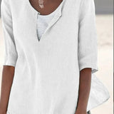 Blusa de mujer – Corte holgado – Mangas midi – Tejido transpirable – Estilo casual