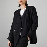 Blazer cruzado en mezcla de lana