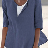 Blusa de mujer – Corte holgado – Mangas midi – Tejido transpirable – Estilo casual