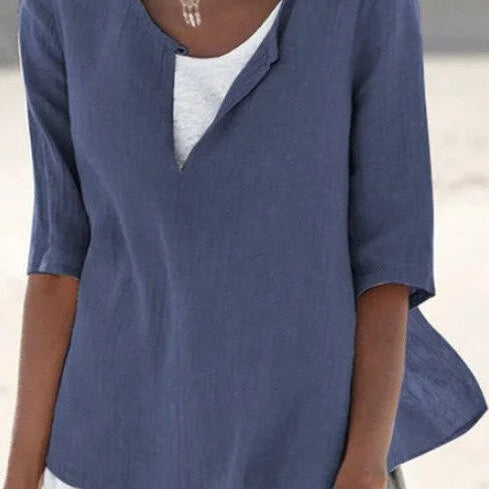 Blusa de mujer – Corte holgado – Mangas midi – Tejido transpirable – Estilo casual