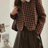 chaqueta vintage a cuadros de un solo pecho