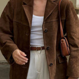 Chaqueta larga informal de ante