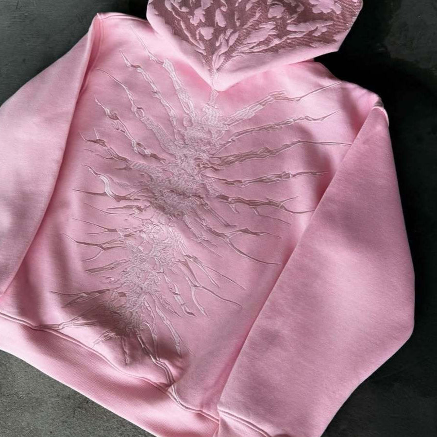Sudadera con capucha vintage de patchwork descolorido