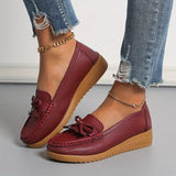 Mocasines de mujer - Piel auténtica - Punta redonda - Lazo elegante - Comodidad informal