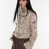 Chaqueta corta tie-dye con cuello alto
