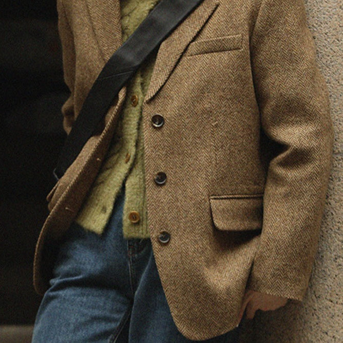 Blazer cruzado en mezcla de lana