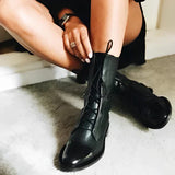 Botas de mujer – Piel auténtica – Media caña – Cordones ajustables – Corte ajustado