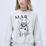 Sudadera raglán con estampado de perro con pedrería