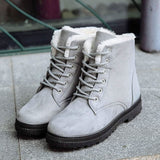 Botas de mujer - Ante con forro cálido - Botas altas con cordones - Suela antideslizante