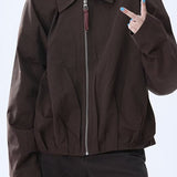 Chaqueta informal de piel sintética marrón