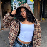 Sudadera con capucha a cuadros con forro reversible