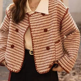 Chaqueta corta de tweed con estampado de pata de gallo