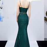 Vestido de noche de sirena sexy y ajustado con cinturón.
