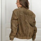 chaqueta vintage de ante color caqui