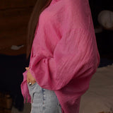 Blusa casual chic lisa de manga larga