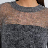 Blusa holgada de punto calado en mezcla de lana