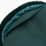 Chaqueta de lana verde con cuello de piel extraíble