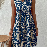 Vestido de mujer - Sin mangas - Corte holgado - Cuello en V - Elegante estampado floral