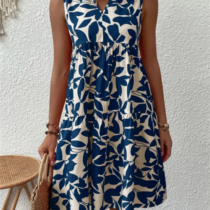 Vestido de mujer - Sin mangas - Corte holgado - Cuello en V - Elegante estampado floral