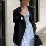 Blazer negro informal de gran tamaño