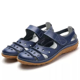 Sandalias de mujer - Punta cerrada - Piel transpirable - Suela cómoda antideslizante - Cierre de velcro ajustable