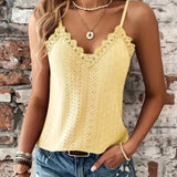 Camisola para mujer - Encaje en contraste - Cuello en V - Tirantes ajustables