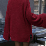 Blusa vintage de punto partido con cuello en V