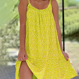 Vestido de mujer – Sin mangas – Corte acampanado – Tirantes finos – Estampado floral informal
