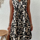 Vestido de mujer - Sin mangas - Corte holgado - Cuello en V - Elegante estampado floral