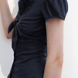 Blusa preppy con pajarita y botones para ir al trabajo