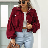 Chaqueta corta de pana con botones