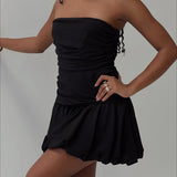 Vestido de noche mini ajustado sin tirantes