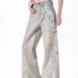 Vaqueros tie-dye de cintura alta y pierna ancha