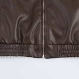 Chaqueta informal de piel sintética con solapa