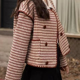 Chaqueta corta de tweed con estampado de pata de gallo