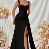Vestido de noche maxi sexy ajustado con abertura