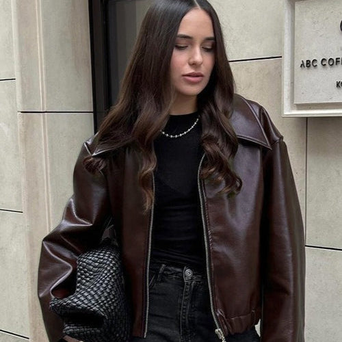 Chaqueta de motociclista de cuero PU de moda